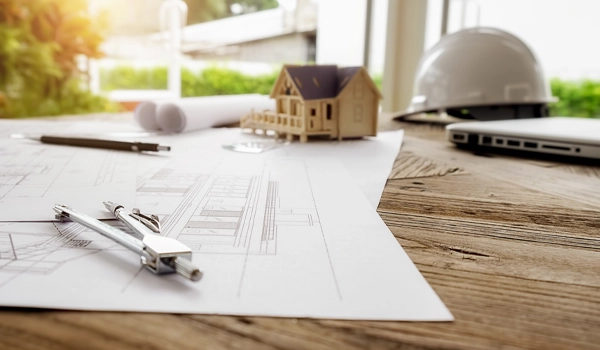house builder plans on table